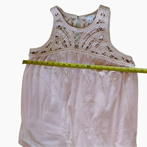 Pink Lace Detail Sleeveless Top by Time and Tru, Size Medium, Cotton Summer Tank - Picture 7 of 8